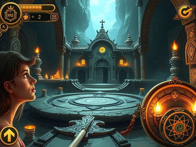 Enchanted Odyssey Temple gameplay screenshot showing temple exploration